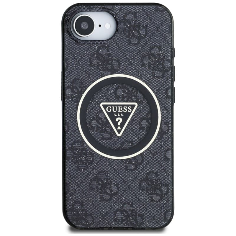 Guess IML Metal Glitter 4G Circle Triangle MagSafe - Case for iPhone 16e (black) - 3
