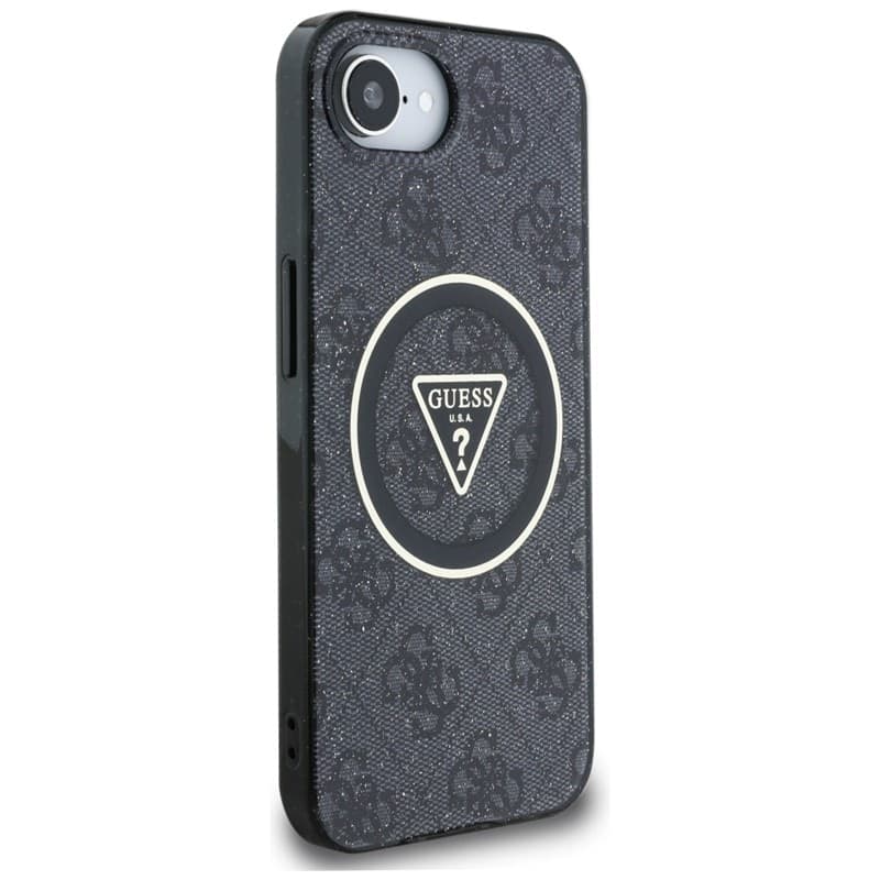 Guess IML Metal Glitter 4G Circle Triangle MagSafe - Case for iPhone 16e (black) - 4