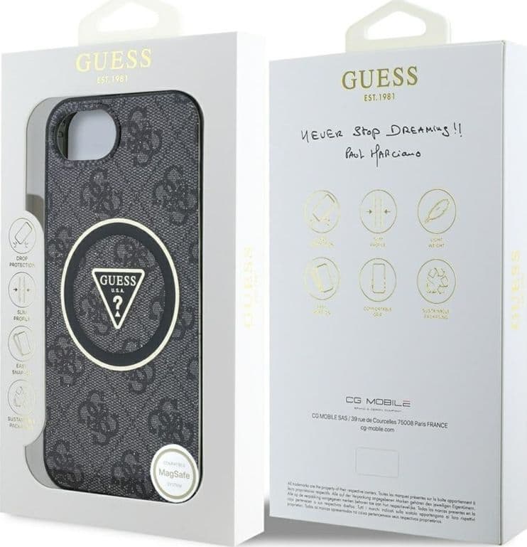 Guess IML Metal Glitter 4G Circle Triangle MagSafe - Case for iPhone 16e (black) - 8