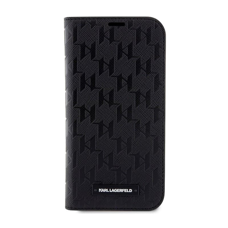 Karl Lagerfeld Booktype Saffiano Monogram - Case for iPhone 14 Pro (Black) - 3