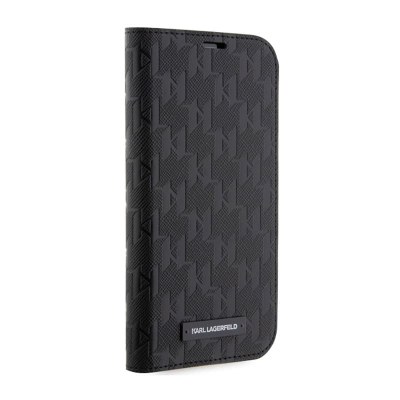Karl Lagerfeld Booktype Saffiano Monogram - Case for iPhone 14 Pro (Black) - 5