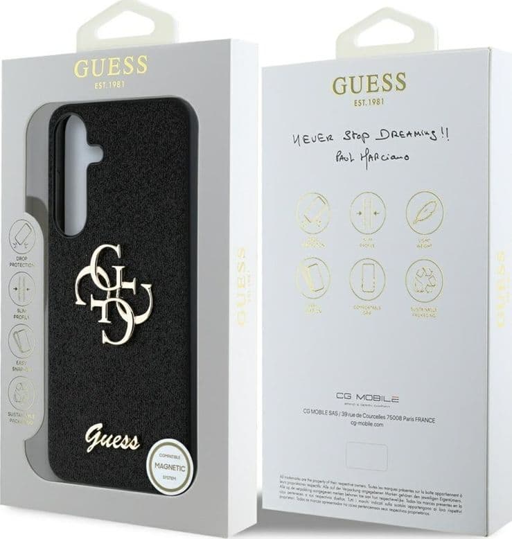 Guess Fixed Glitter Big 4G Metal Logo - Case for Samsung Galaxy S25+ (black) - 16