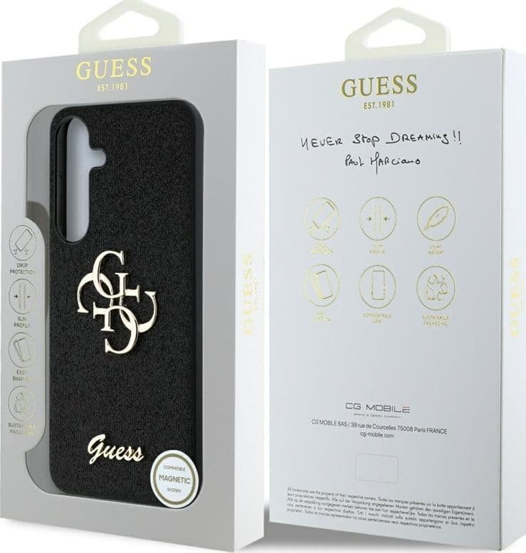 Guess Fixed Glitter Big 4G Metal Logo - Case for Samsung Galaxy S25+ (black) - 8