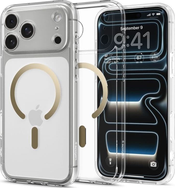 Spigen Ultra Hybrid Mag MagSafe - Case for iPhone 17 Pro (Clear/Gold) - 2