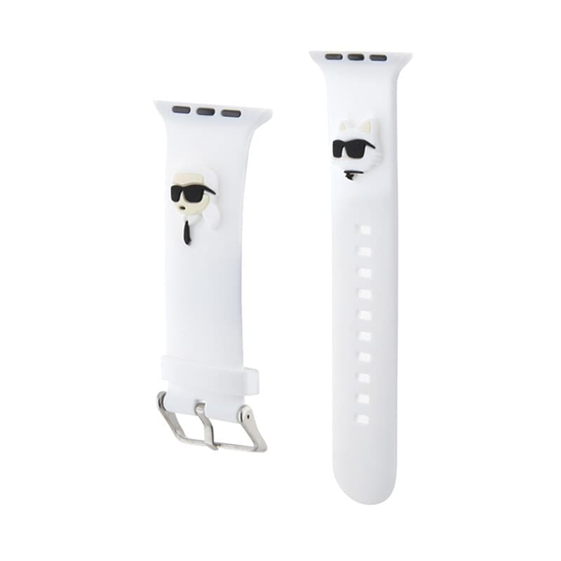 Karl Lagerfeld 3D Rubber Karl & Choupette Heads NFT - Strap for Apple Watch 42/44/45/49 mm (white) - 3