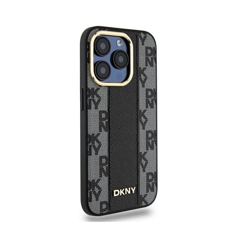 DKNY Leather Checkered Mono Pattern MagSafe - Case for iPhone 15 Pro Max (Black) - 4