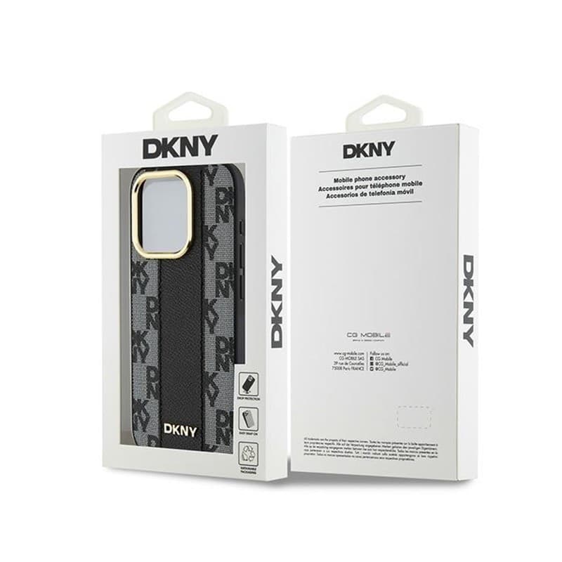 DKNY Leather Checkered Mono Pattern MagSafe - Case for iPhone 15 Pro Max (Black) - 8