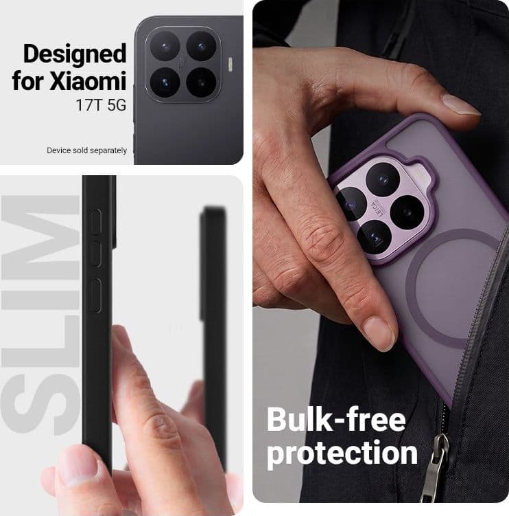 Crong Hybrid Matte Magnetic - Custodia MagSafe per Xiaomi 17T (Viola) - 2