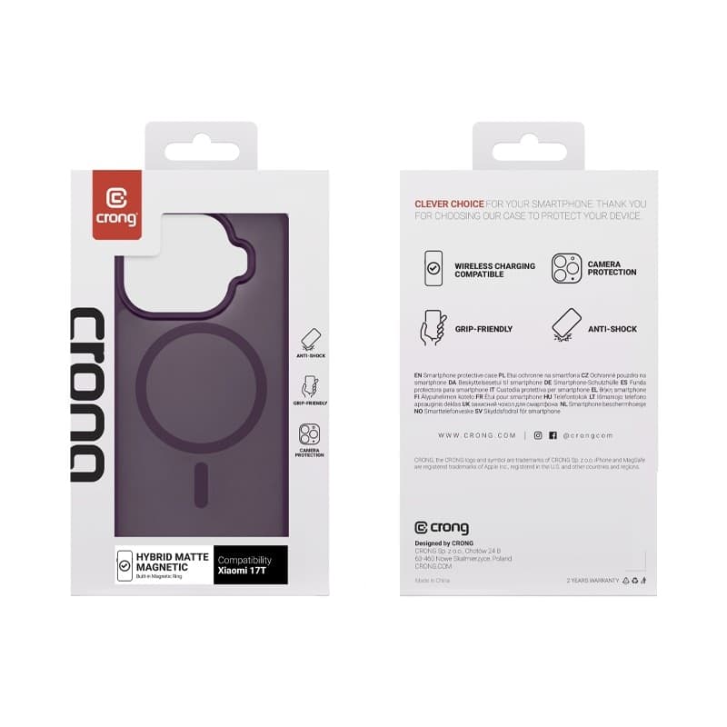 Crong Hybrid Matte Magnetic - Custodia MagSafe per Xiaomi 17T (Viola) - 4