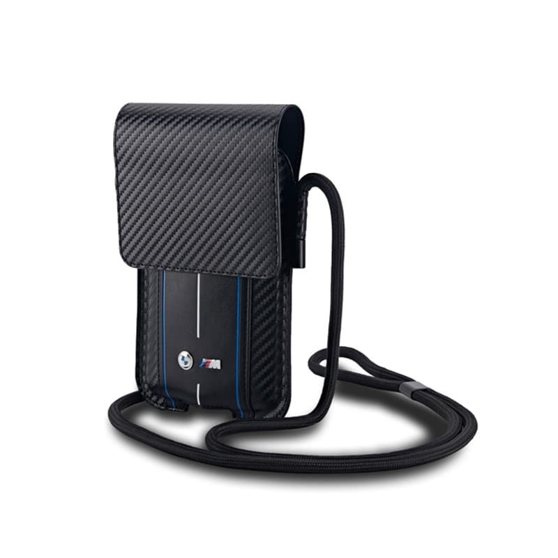 BMW Carbon Blue Stripes Wallet Bag - Phone case (black) - 2