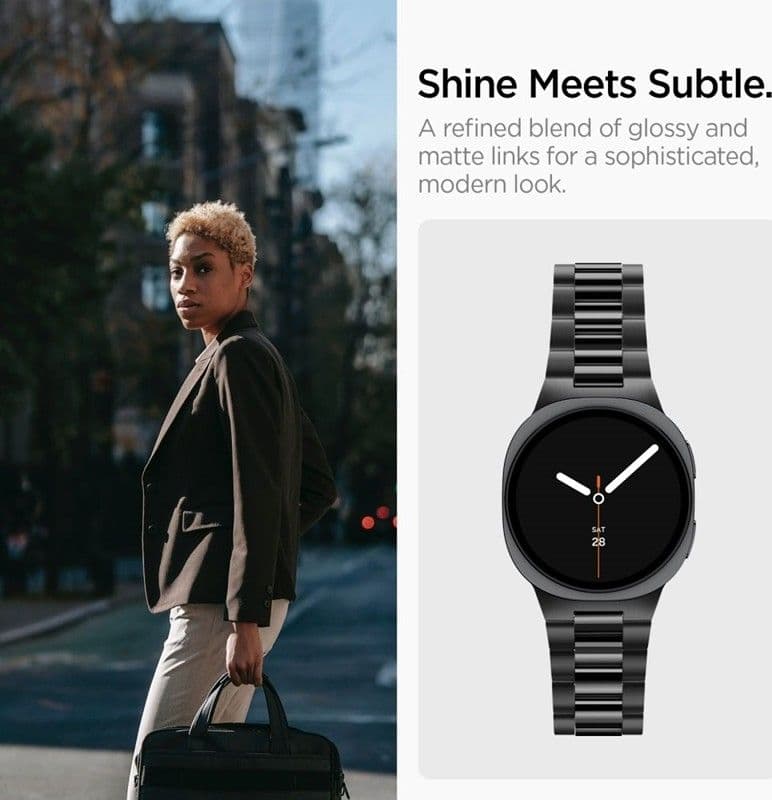 Cinturino Spigen Modern Fit in acciaio inox 316L per Samsung Galaxy Watch 9 / 8 / 8 Classic 40 / 44 / 46 mm (nero) - 6