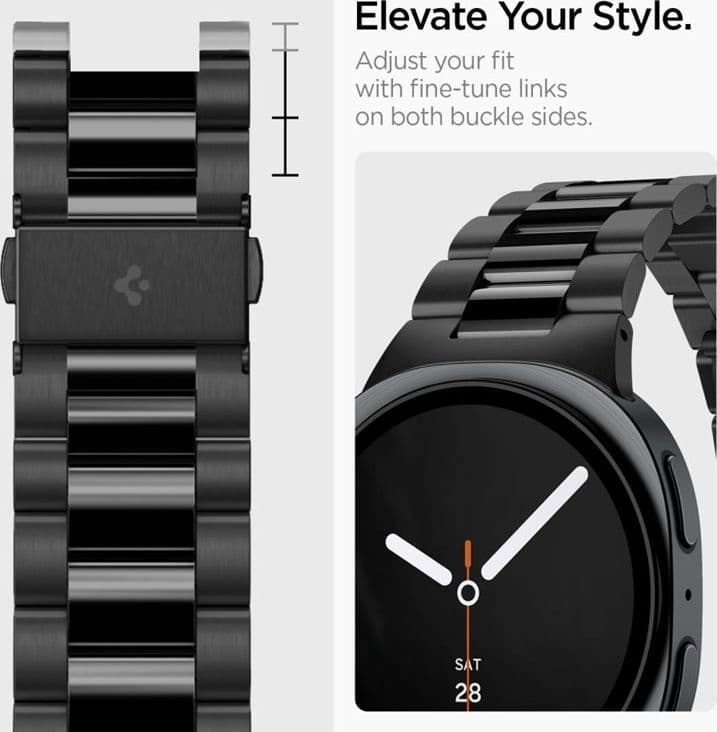 Cinturino Spigen Modern Fit in acciaio inox 316L per Samsung Galaxy Watch 9 / 8 / 8 Classic 40 / 44 / 46 mm (nero) - 10