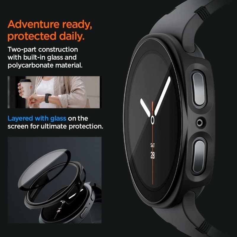 Spigen Thin Fit 360 - Custodia per Samsung Galaxy Watch 9 / 8 44 mm (Nero) - 8