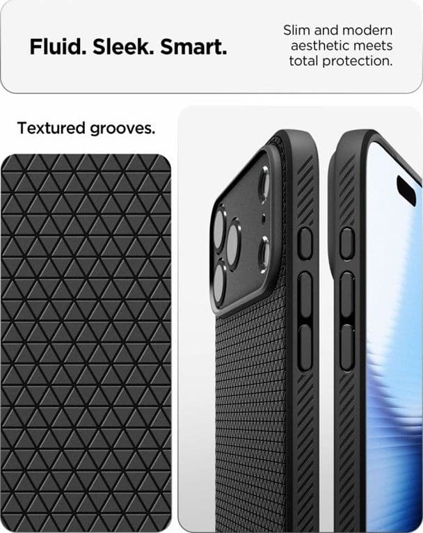 Spigen Liquid Air - Custodia per iPhone 18 Pro Max / 17 Pro Max (Nero opaco) - 6