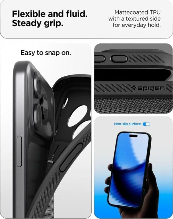 Spigen Liquid Air - Custodia per iPhone 18 Pro Max / 17 Pro Max (Nero opaco) - 7