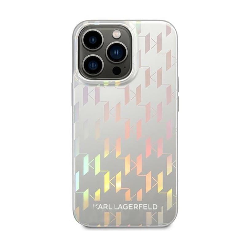 Karl Lagerfeld Monogram Iridescent - Cover for iPhone 14 Pro (silver) - 2