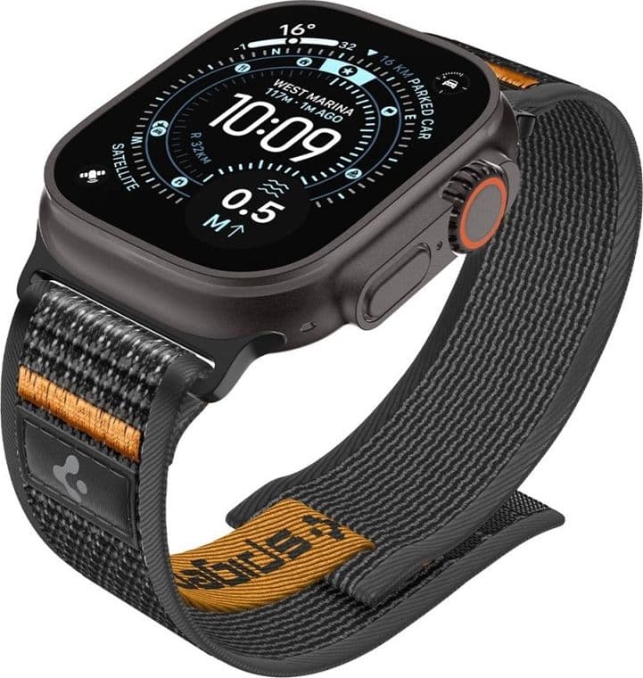 Cinturino Spigen Athlex Air 2 per Apple Watch 44/45/46/49 mm (Nero/Arancione) - 4