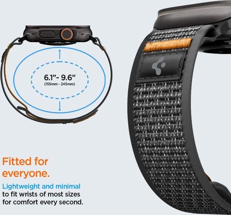 Cinturino Spigen Athlex Air 2 per Apple Watch 44/45/46/49 mm (Nero/Arancione) - 7