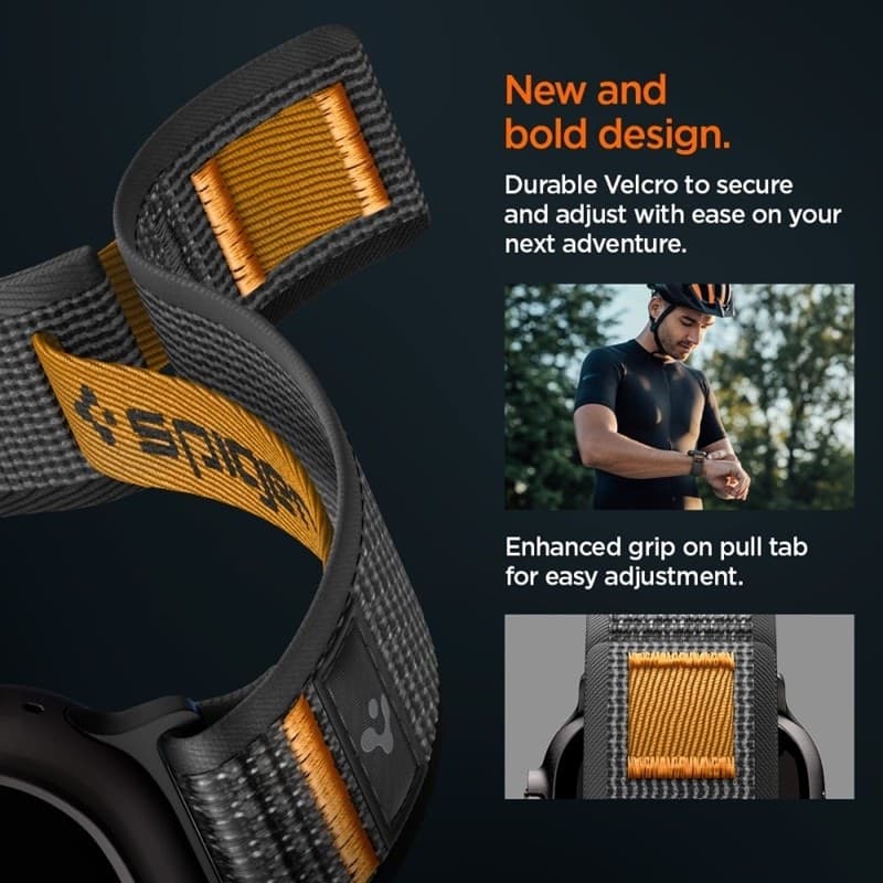 Cinturino Spigen Athlex Air 2 per Apple Watch 44/45/46/49 mm (Nero/Arancione) - 9