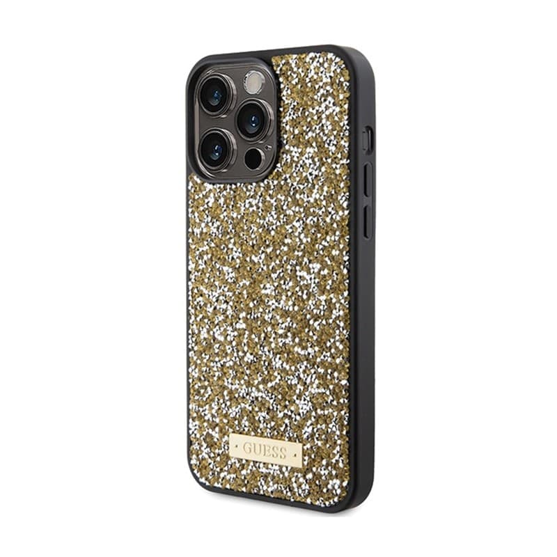 Guess Rhinestone Metal Logo - Case for iPhone 15 Pro (Yellow) - 2