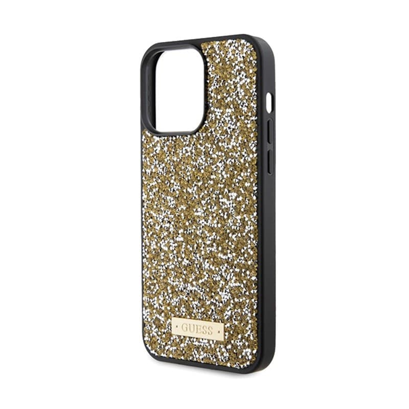 Guess Rhinestone Metal Logo - Case for iPhone 15 Pro (Yellow) - 6