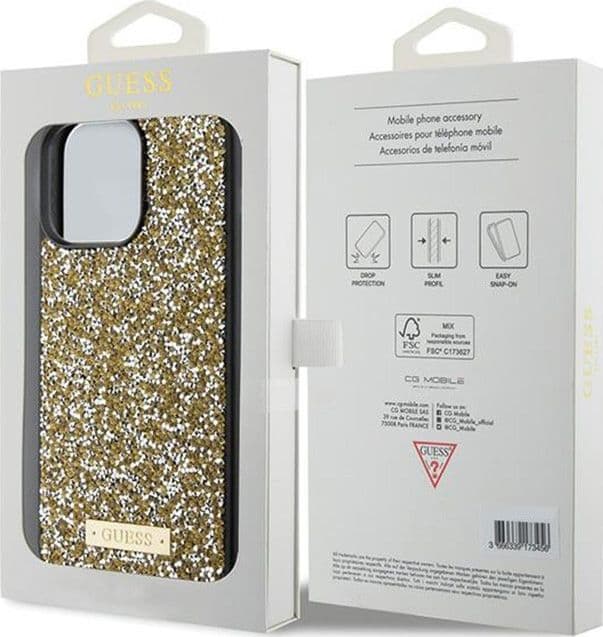 Guess Rhinestone Metal Logo - Case for iPhone 15 Pro (Yellow) - 8