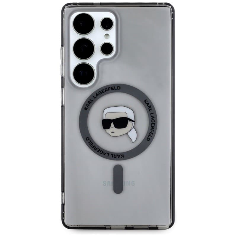 Karl Lagerfeld Button Karl Head Printed Logo MagSafe - Case for Samsung Galaxy S25 Ultra (Black) - 3