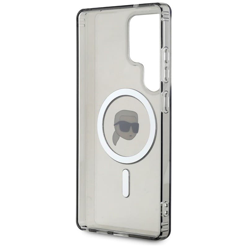 Karl Lagerfeld Button Karl Head Printed Logo MagSafe - Case for Samsung Galaxy S25 Ultra (Black) - 7