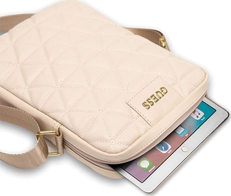 Guess Quilted Tablet Bag 10" (Pink) - 4
