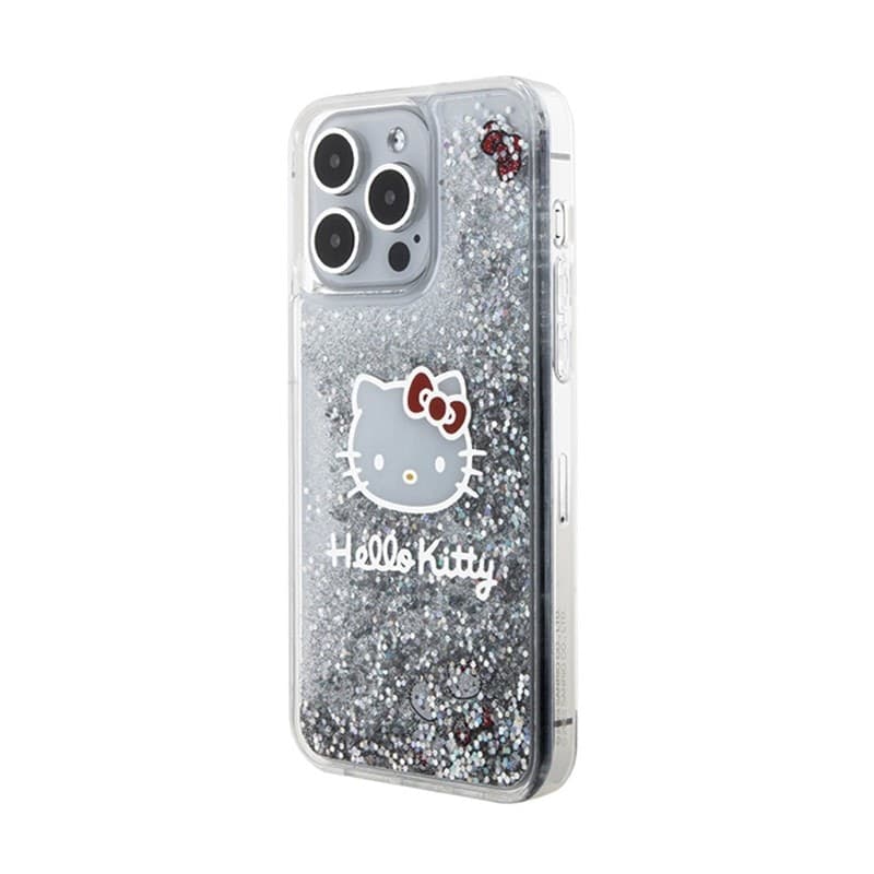 Hello Kitty Liquid Glitter Charms Kitty Head - iPhone 15 Pro Max Case (silver) - 2