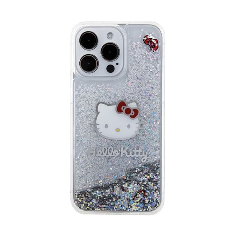 Hello Kitty Liquid Glitter Charms Kitty Head - iPhone 15 Pro Max Case (silver) - 3