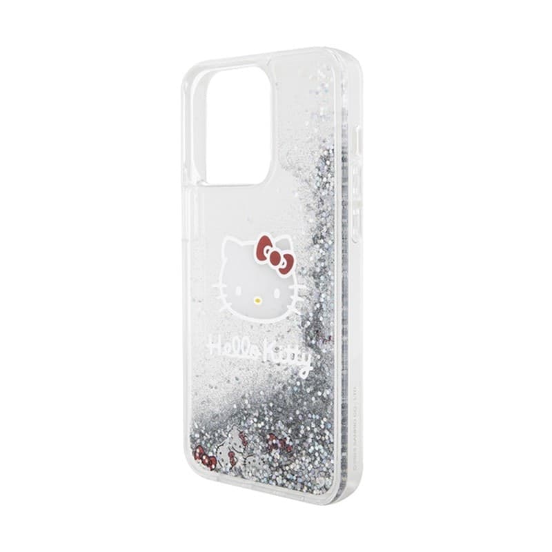 Hello Kitty Liquid Glitter Charms Kitty Head - iPhone 15 Pro Max Case (silver) - 5