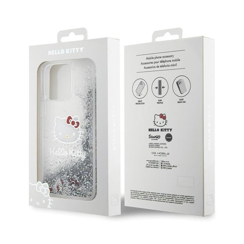 Hello Kitty Liquid Glitter Charms Kitty Head - iPhone 15 Pro Max Case (silver) - 8