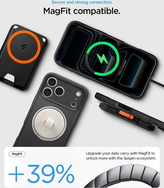 Spigen Rugged Armor Mag MagSafe - Custodia per iPhone 18 Pro / 17 Pro (Nero opaco) - 5