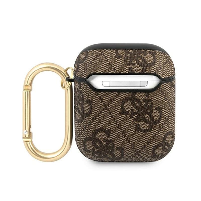 Guess 4G Sctript Metal Collection - Case for Apple AirPods 1/2 gen (Brown) - 2