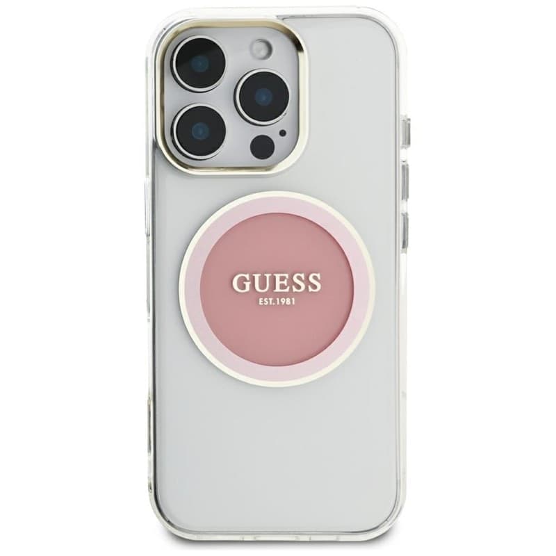 Guess IML Metal Colored Circle Classic Logo MagSafe - Case for iPhone 16 Pro Max (pink) - 3