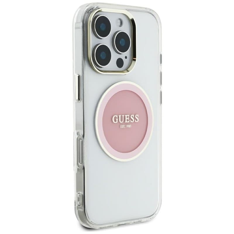 Guess IML Metal Colored Circle Classic Logo MagSafe - Case for iPhone 16 Pro Max (pink) - 4