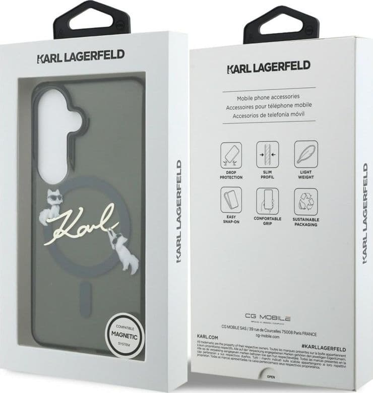 Karl Lagerfeld IML KC Script MagSafe - Custodia per Samsung Galaxy S26 (nera) - 16