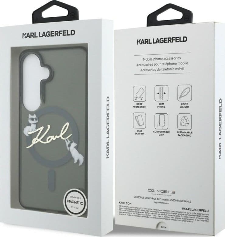 Karl Lagerfeld IML KC Script MagSafe - Custodia per Samsung Galaxy S26 (nera) - 8