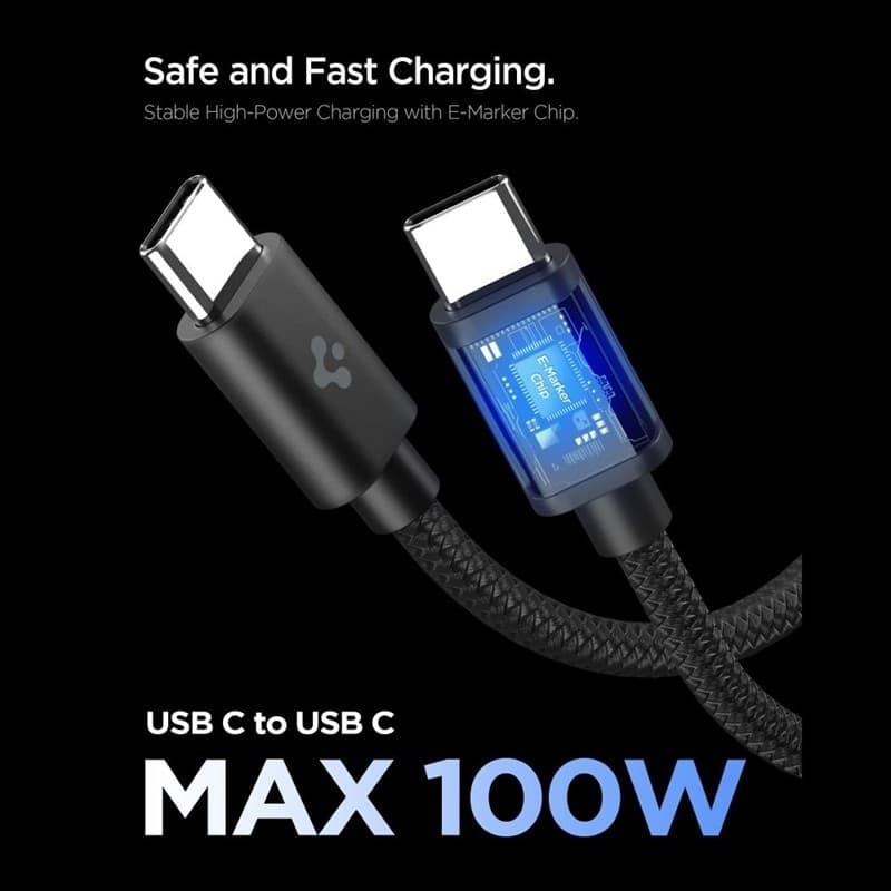 Spigen EE451EU Essential GaN Pro - Caricabatterie da parete USB-C PD PPS da 45 W + cavo USB-C da 1 m (nero) - 4
