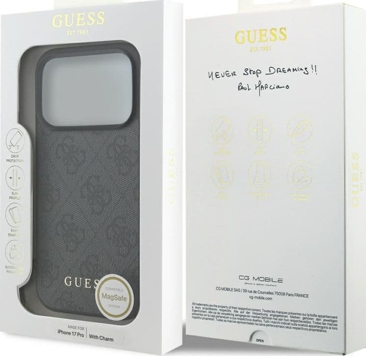 Guess 4G Charms Collection - Custodia MagSafe per iPhone 17 Pro (Nero) - 7