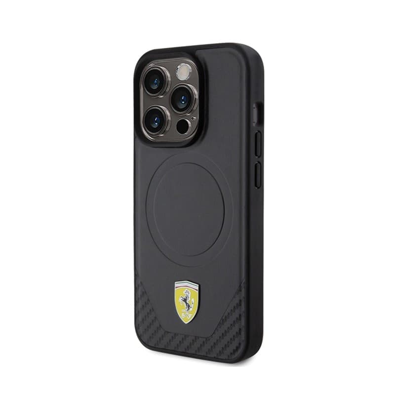 Ferrari Carbon Metal Logo MagSafe - Case for iPhone 15 Pro (Black) - 2