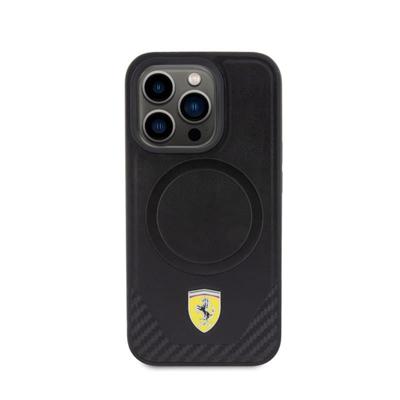 Ferrari Carbon Metal Logo MagSafe - Case for iPhone 15 Pro (Black) - 3