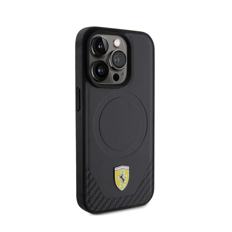 Ferrari Carbon Metal Logo MagSafe - Case for iPhone 15 Pro (Black) - 4