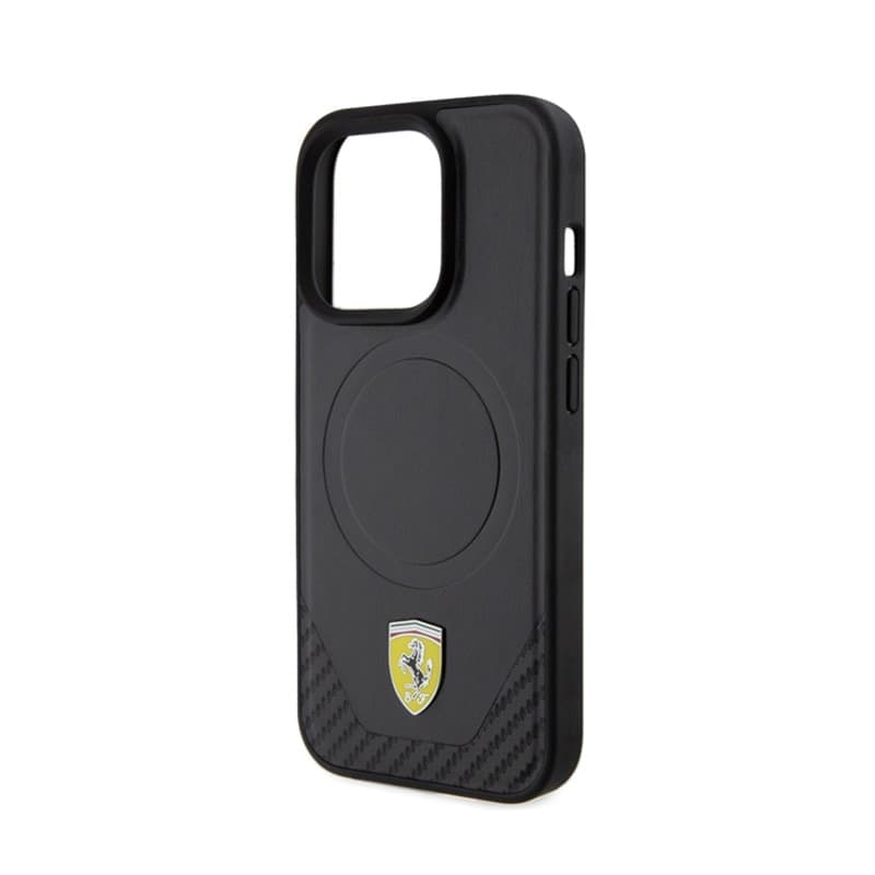 Ferrari Carbon Metal Logo MagSafe - Case for iPhone 15 Pro (Black) - 6