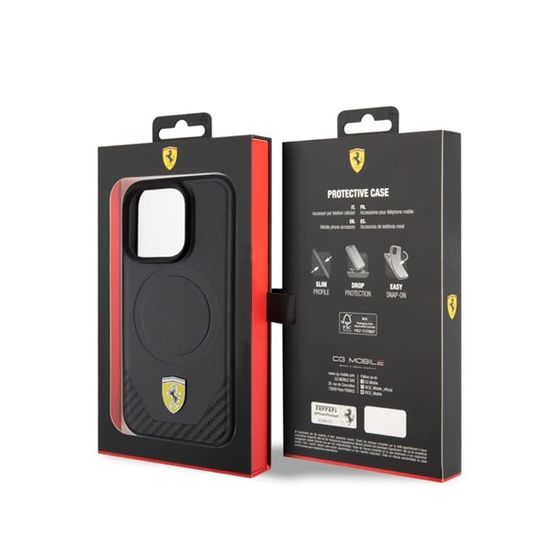 Ferrari Carbon Metal Logo MagSafe - Case for iPhone 15 Pro (Black) - 8