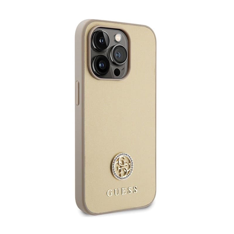 Guess 4G Strass Metal Logo - Case for iPhone 15 Pro (Gold) - 4