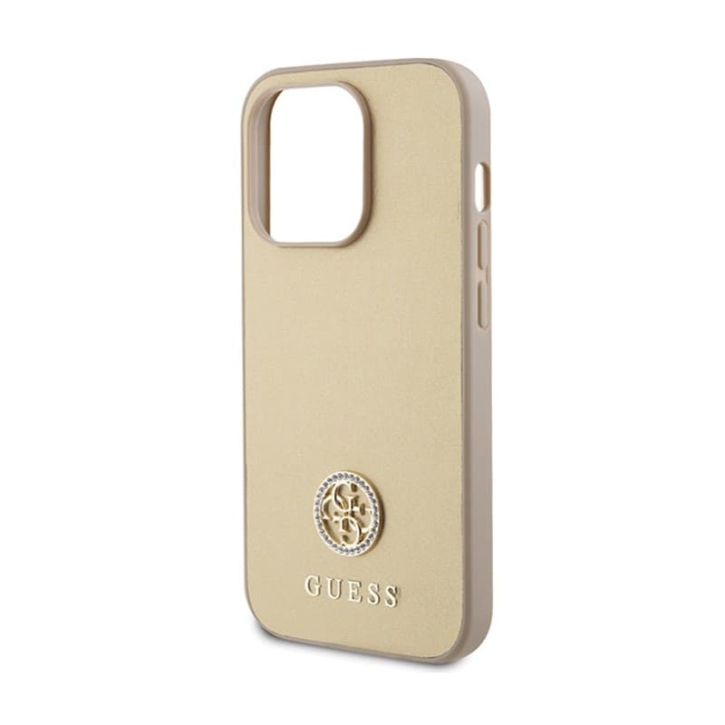 Guess 4G Strass Metal Logo - Case for iPhone 15 Pro (Gold) - 6