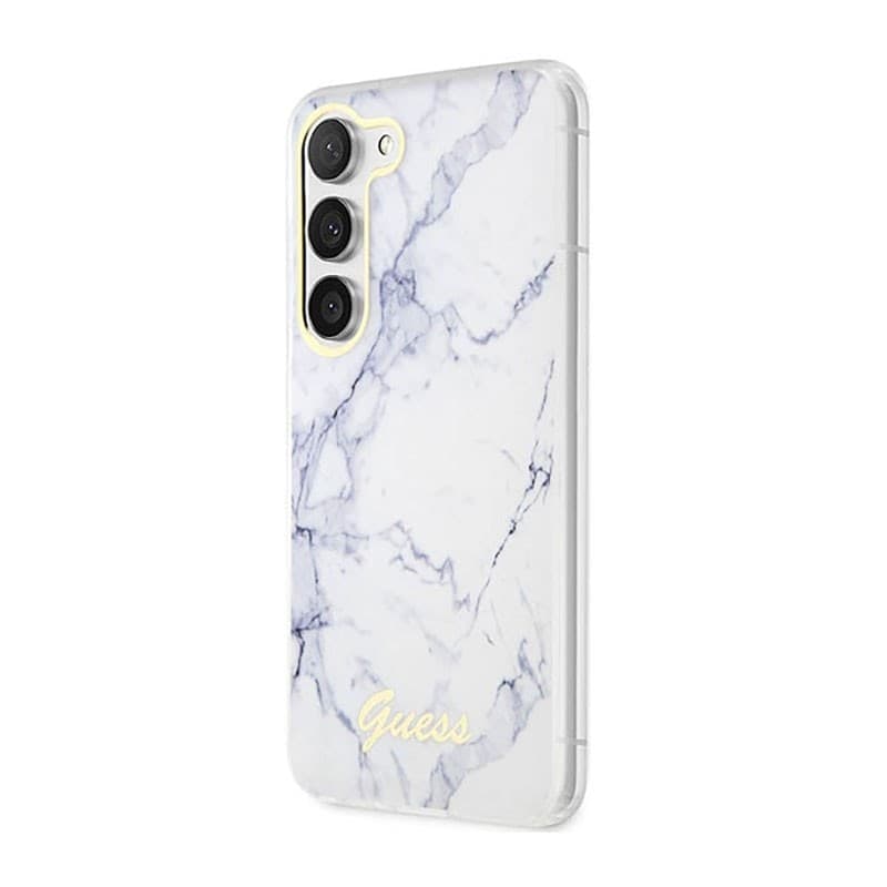 Guess Marble Collection - Case for Samsung Galaxy S23+ (White) - 2