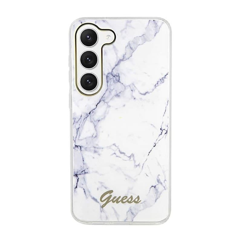 Guess Marble Collection - Case for Samsung Galaxy S23+ (White) - 3